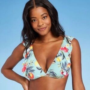 🌺NWT KONA SOL RUFFLED BIKINI TOP …